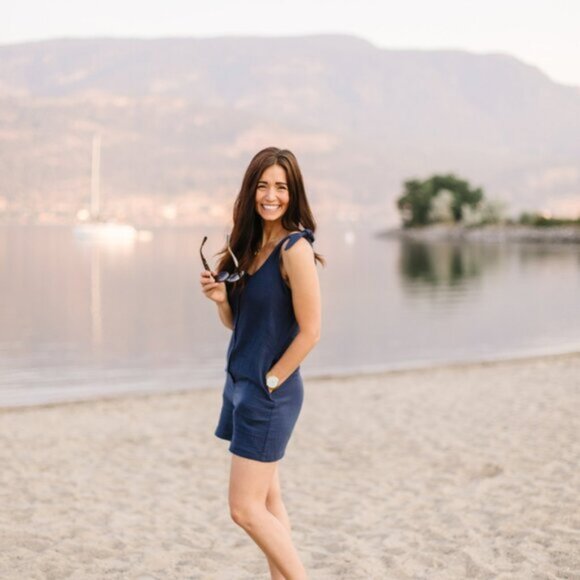 Smash & Tess Blue Gauze Romper ShoSrtalls Size XS Fraîche x Smash + Tess Collab - Picture 2 of 4